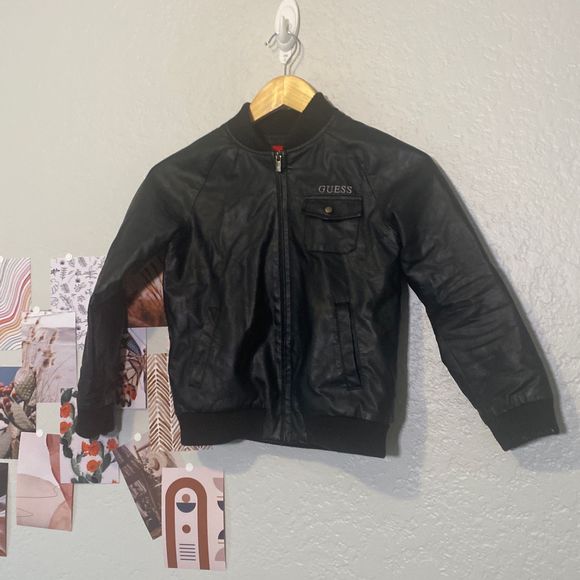 Black Faux Leather Jacket GUESS
